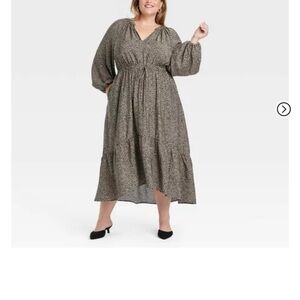 NWT A New Day Elegant Black Brown Animal Print Women's Dress XXL